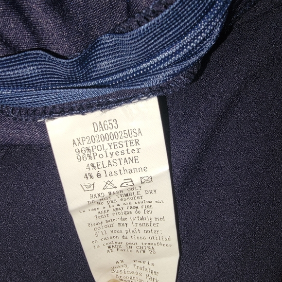 AX París streth slitted darte zipperet sleveless asymmetriecal neckline  blue 6 - Picture 5 of 15